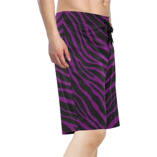 Ripped SpaceTime Stripes - Purple Men's All Over Print Board Shorts (Model L16)
