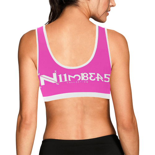 NUMBERS Collection Symbols White/Pink Women's All Over Print Sports Bra (Model T52)