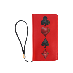 Casino Symbol Poker Playing Card Shapes on Red Men's Clutch Purse （Model 1638）