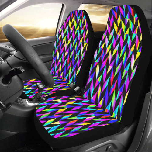 Purple Blue Rainbow Polygon Car Seat Covers (Set of 2)