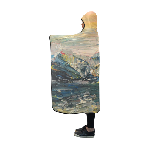 Mountains painting Hooded Blanket 60''x50''