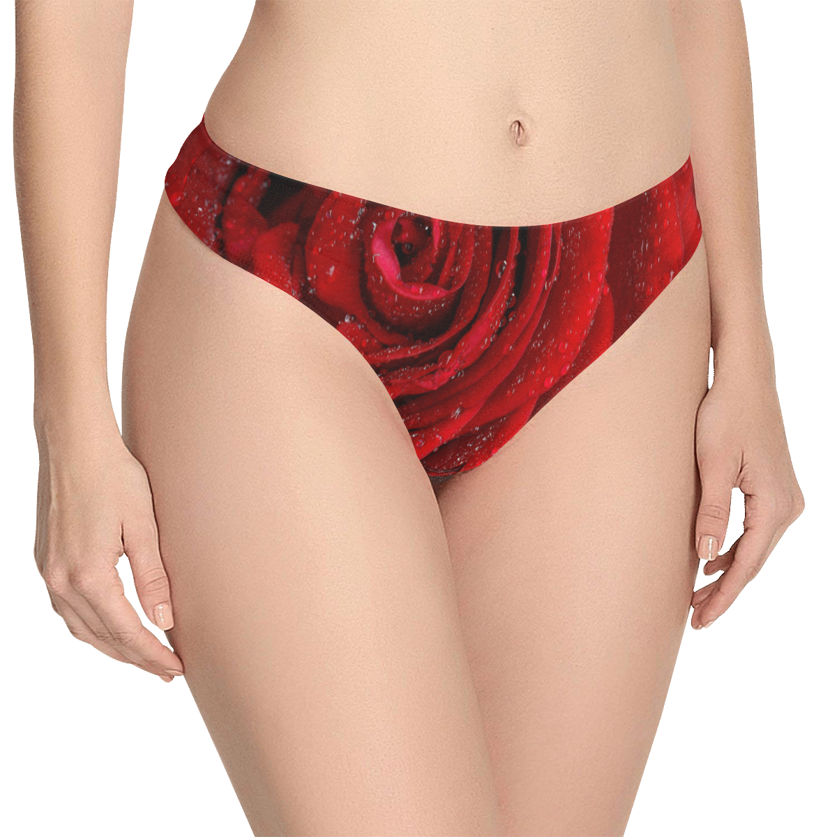 Red rosa Women's All Over Print Thongs (Model L30)