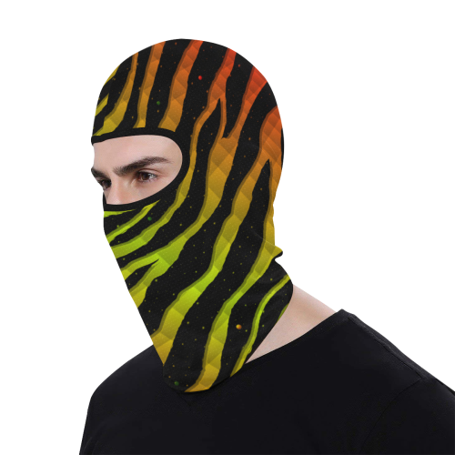 Ripped SpaceTime Stripes - Red/Lime All Over Print Balaclava