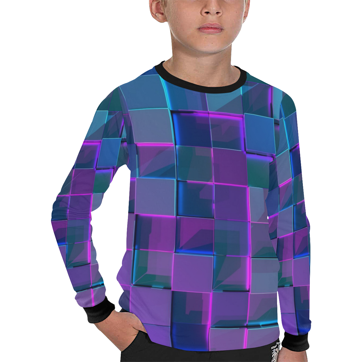 Prismic Glass Cubed Kids' All Over Print Long Sleeve T-shirt (Model T51)