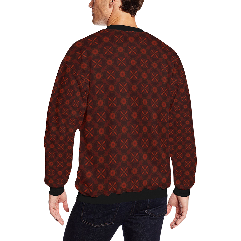 Brown Geometric Pattern All Over Print Crewneck Sweatshirt for Men/Large (Model H18)