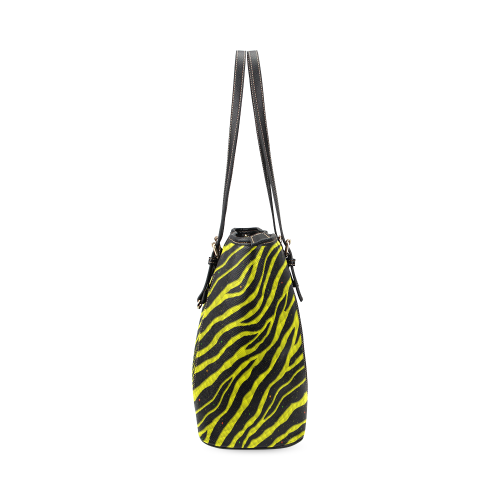 Ripped SpaceTime Stripes - Yellow Leather Tote Bag/Large (Model 1640)