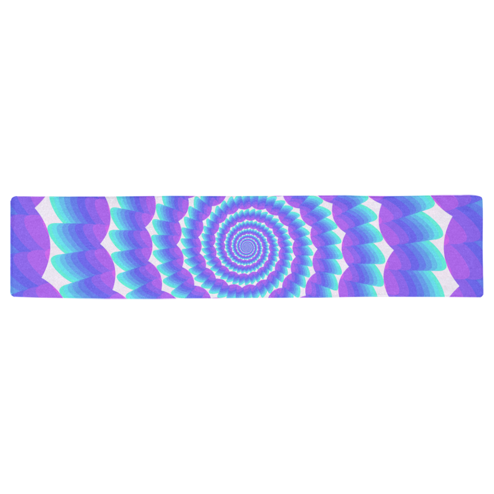 Blue and pink spiral Table Runner 16x72 inch