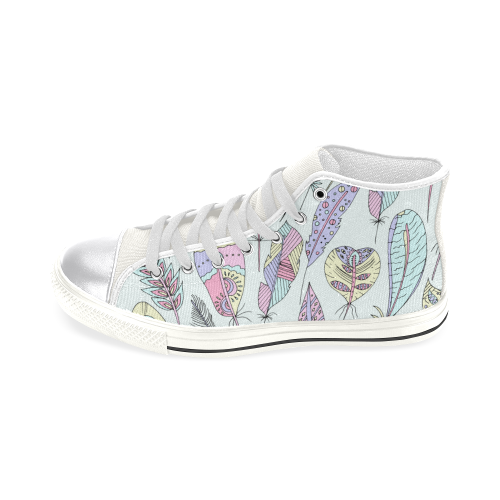 Mandala Feathers Shors, Peacock Feathers Women's Classic High Top Canvas Shoes (Model 017)