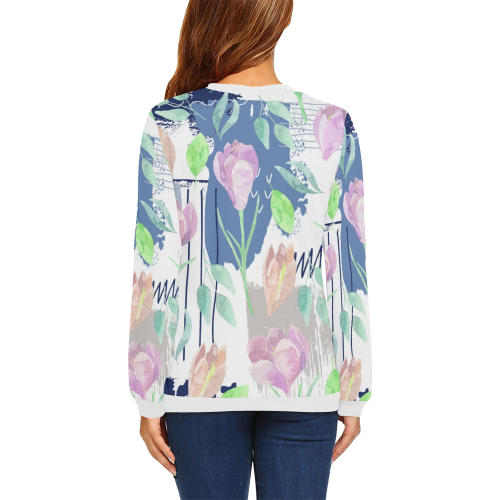 Flower pattern c All Over Print Crewneck Sweatshirt for Women (Model H18)