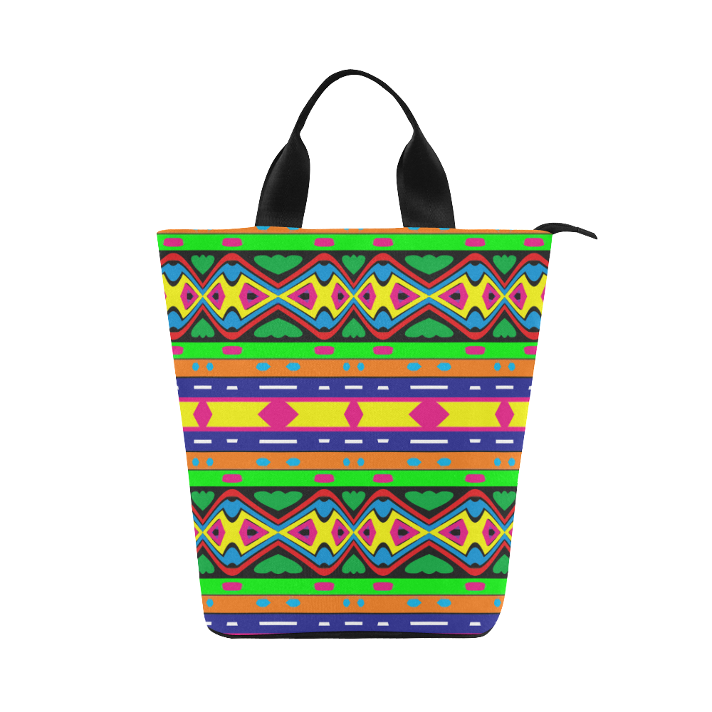Distorted colorful shapes and stripes Nylon Lunch Tote Bag (Model 1670)