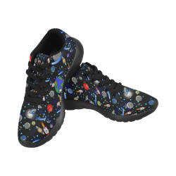 Galaxy Universe - Planets, Stars, Comets, Rockets (Black Laces) Women’s Running Shoes (Model 020)