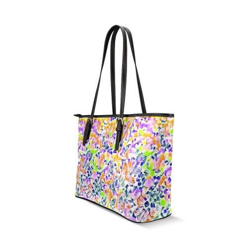 Floral Summer Greetings 1B  by JamColors Leather Tote Bag/Large (Model 1640)