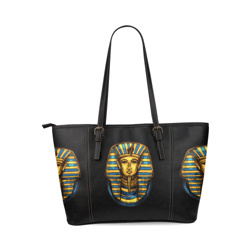 bolso de mano faraon egipcio Leather Tote Bag/Small (Model 1640)