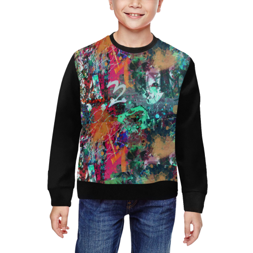 Graffiti Wall and Paint Splatter (Vest Style) All Over Print Crewneck Sweatshirt for Kids (Model H29)