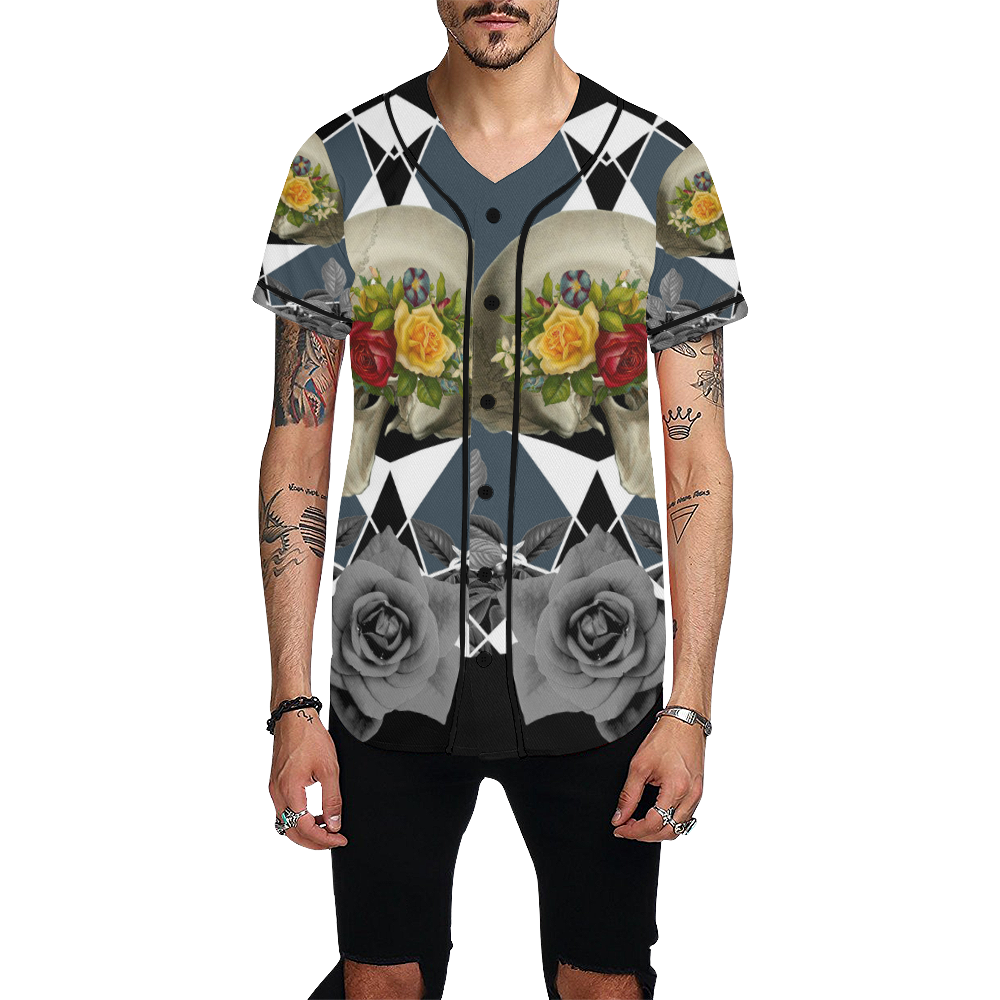 collage_ Growing _ Gloria Saanchez All Over Print Baseball Jersey for Men (Model T50)