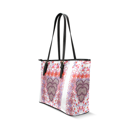 indian flowers Leather Tote Bag/Large (Model 1640)