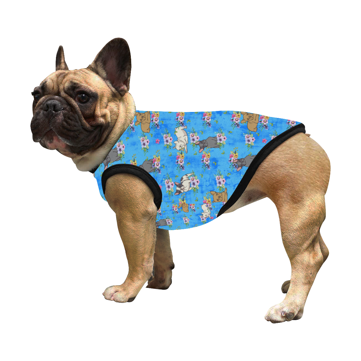 Frenchies in Flowers All Over Print Pet Tank Top