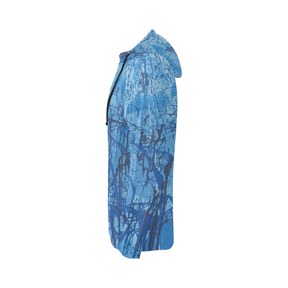 Blue splatters All Over Print Full Zip Hoodie for Women (Model H14)