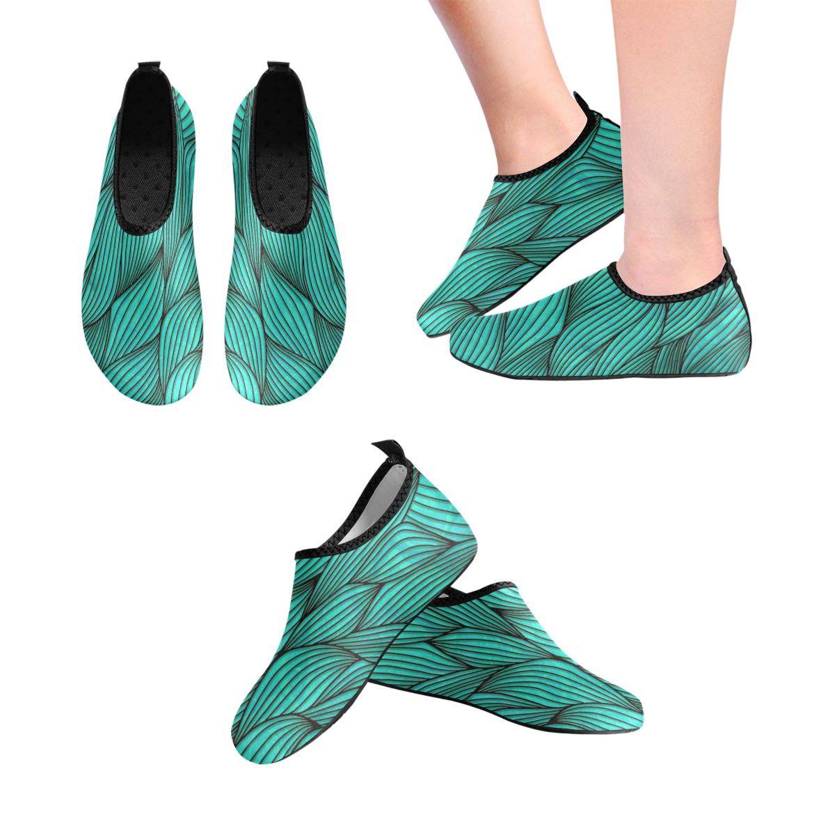 weaved leaves Women's Slip-On Water Shoes (Model 056)