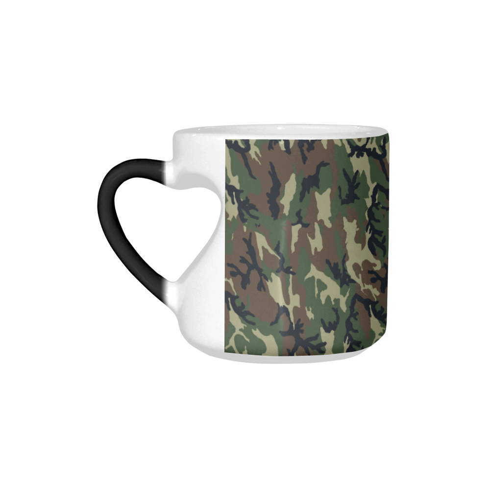 Woodland Forest Green Camouflage Heart-shaped Morphing Mug