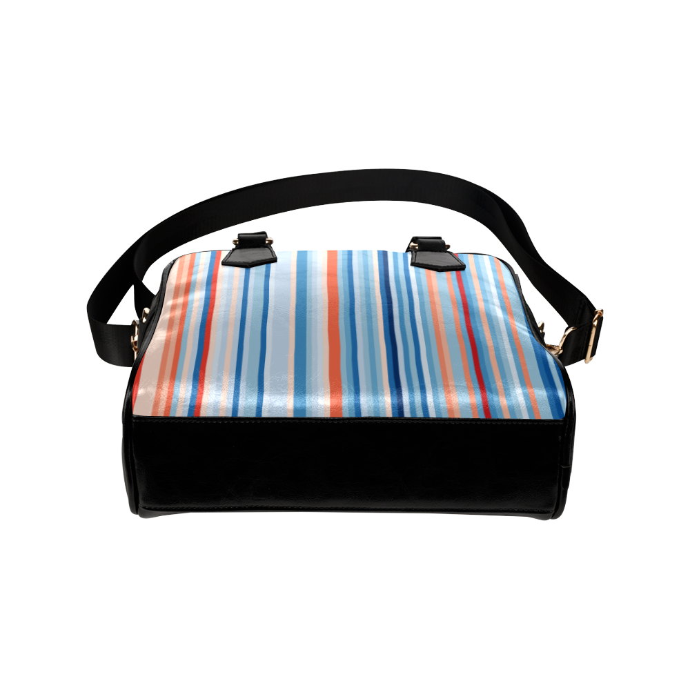 Blue and coral stripe 1 Shoulder Handbag (Model 1634)