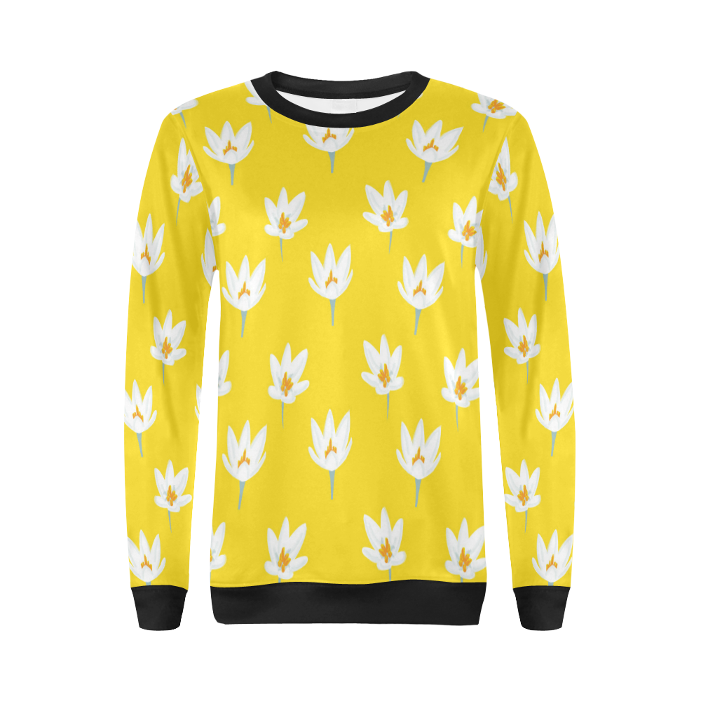 RL yellow All Over Print Crewneck Sweatshirt for Women (Model H18)