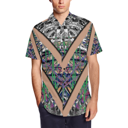 String Theory In Three Men's Short Sleeve Shirt with Lapel Collar (Model T54)
