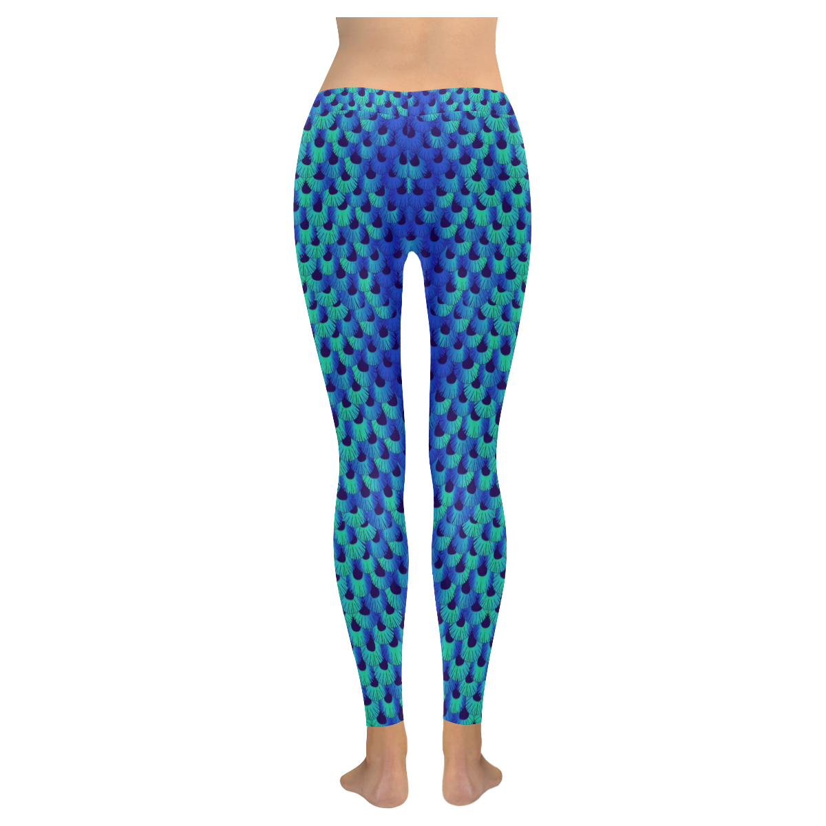 Blue Teal Mermaid Women's Low Rise Leggings (Invisible Stitch) (Model L05)
