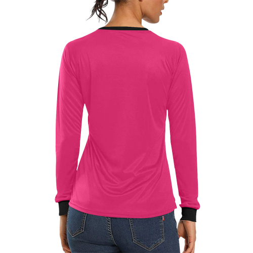color ruby Women's All Over Print Long Sleeve T-shirt (Model T51)