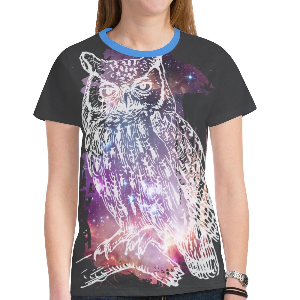 Cosmic Owl - Galaxy - Hipster New All Over Print T-shirt for Women (Model T45)
