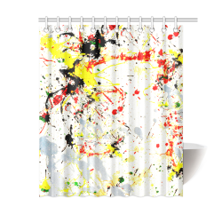 Black, Red, Yellow Paint Splatter Shower Curtain 60"x72"