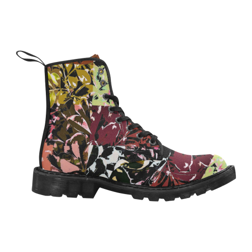 Foliage Patchwork #6 by Jera Nour Martin Boots for Women (Black) (Model 1203H)
