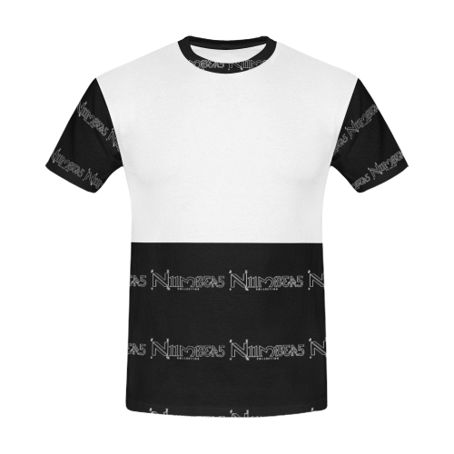 NUMBERS Collection Mini Logos Black/White All Over Print T-Shirt for Men (USA Size) (Model T40)
