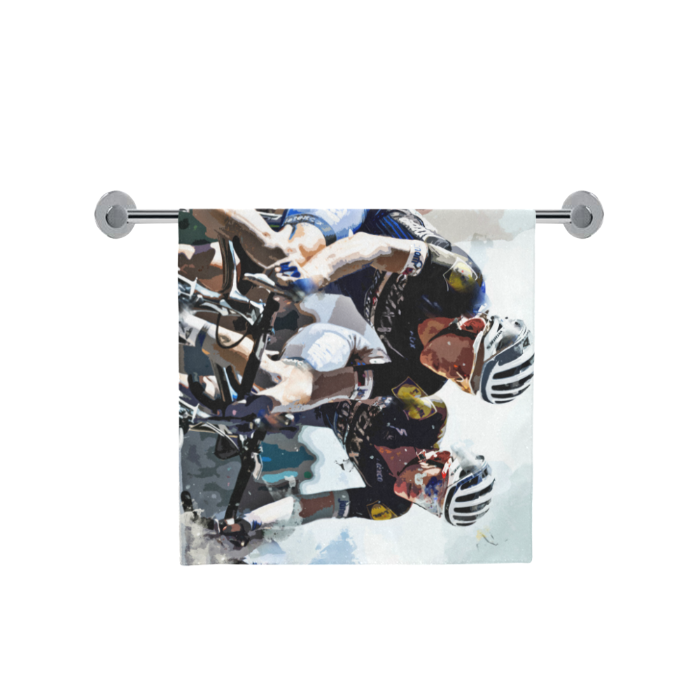 Bike Cyclists Battling for Position in Race Bath Towel 30"x56"