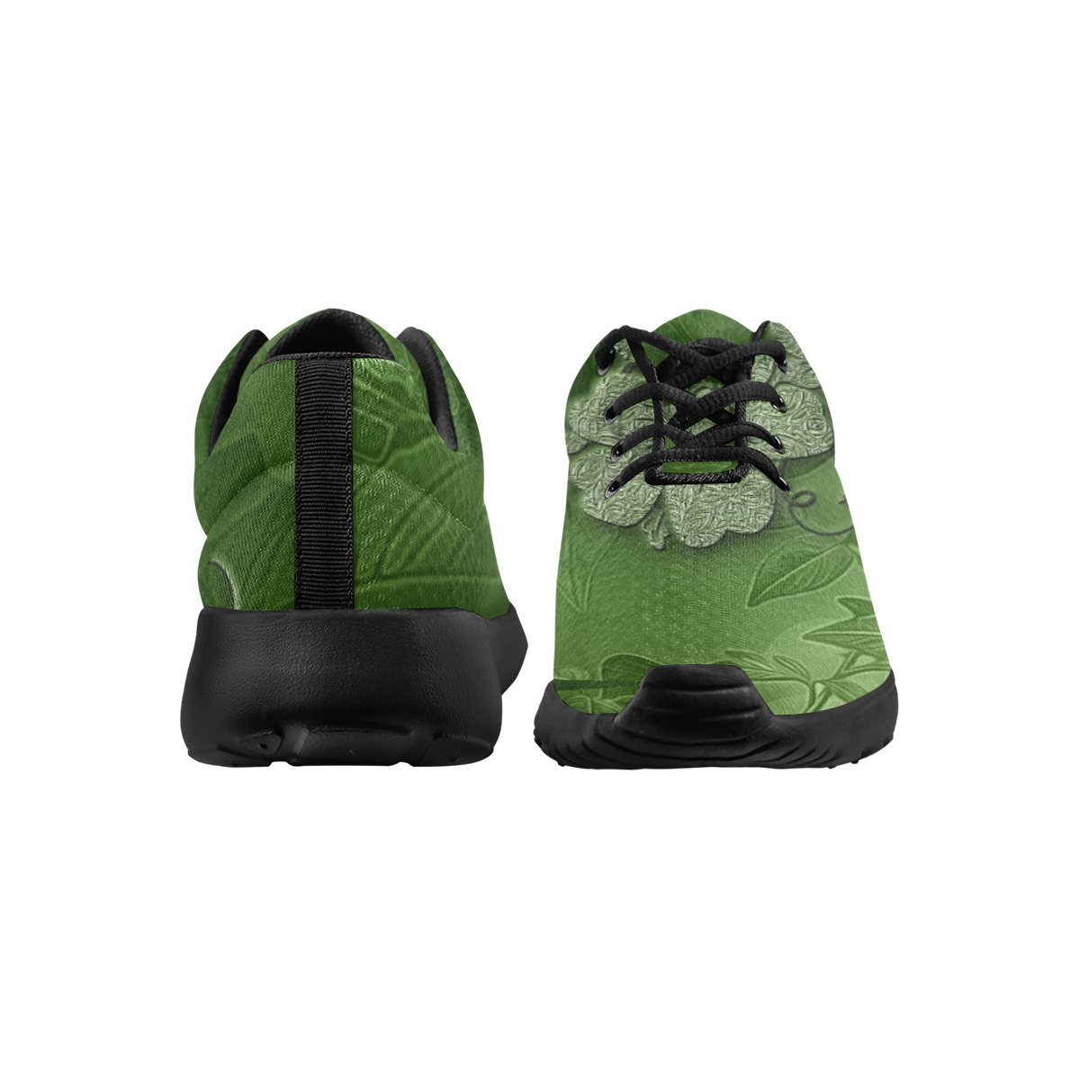 Wonderful green floral design Women's Athletic Shoes (Model 0200)