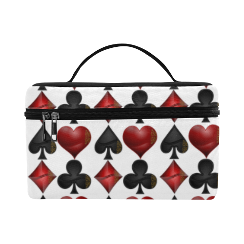 Las Vegas Black and Red Casino Poker Card Shapes Cosmetic Bag/Large (Model 1658)
