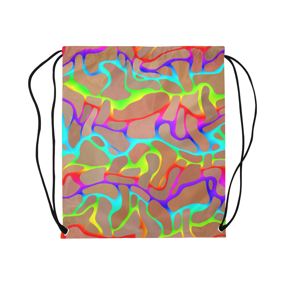 Colorful wavy shapes Large Drawstring Bag Model 1604 (Twin Sides)  16.5"(W) * 19.3"(H)