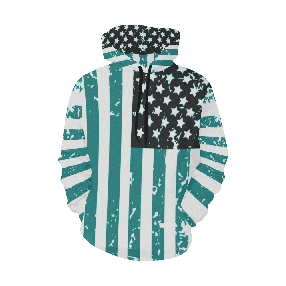 MMA - American Grunge Flag 500 All Over Print Hoodie for Men/Large Size (USA Size) (Model H13)