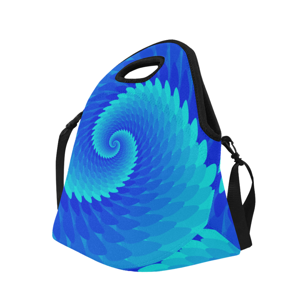 Spiral wave blue Neoprene Lunch Bag/Large (Model 1669)