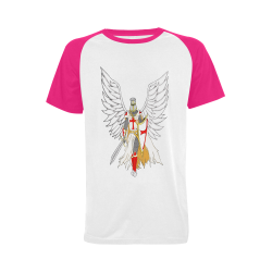 Knights Templar Angel Pink Men's Raglan T-shirt Big Size (USA Size) (Model T11)