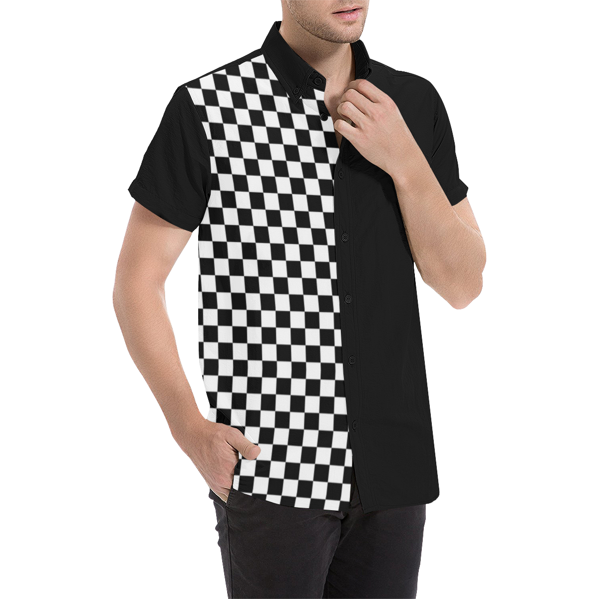 Checkered Men's All Over Print Short Sleeve Shirt (Model T53)