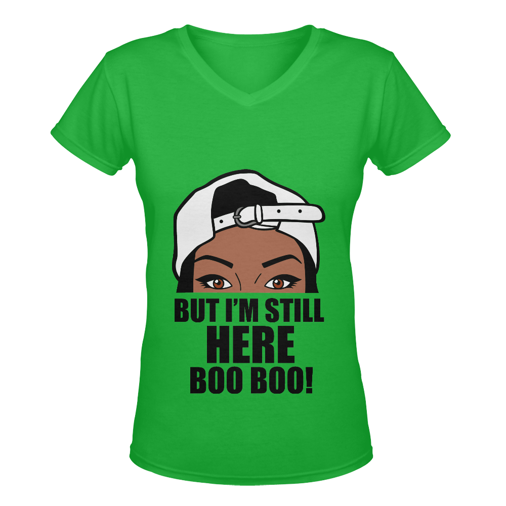 Still Here Boo Boo Green Women's Deep V-neck T-shirt (Model T19)