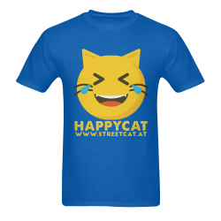 Happycat_men_blue Men's T-Shirt in USA Size (Two Sides Printing)