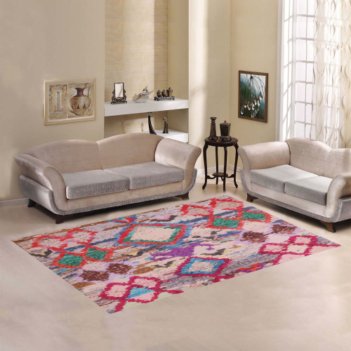 Multicoloured pink berber style rug Area Rug7'x5'