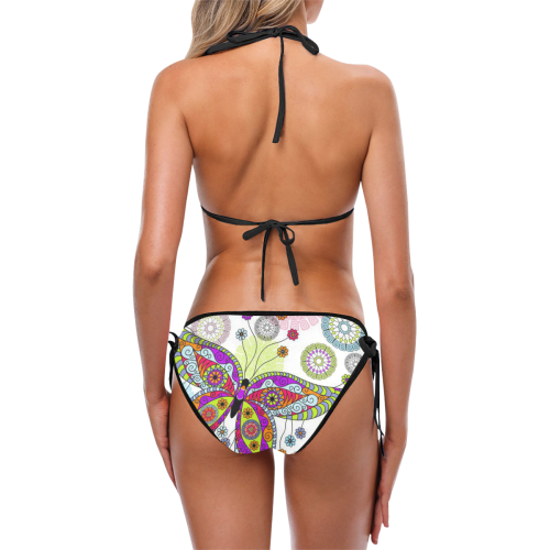 Colorful Butterflies and Flowers V6 Custom Bikini Swimsuit (Model S01)