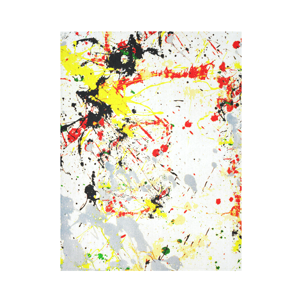 Black, Red, Yellow Paint Splatter Cotton Linen Wall Tapestry 60"x 80"