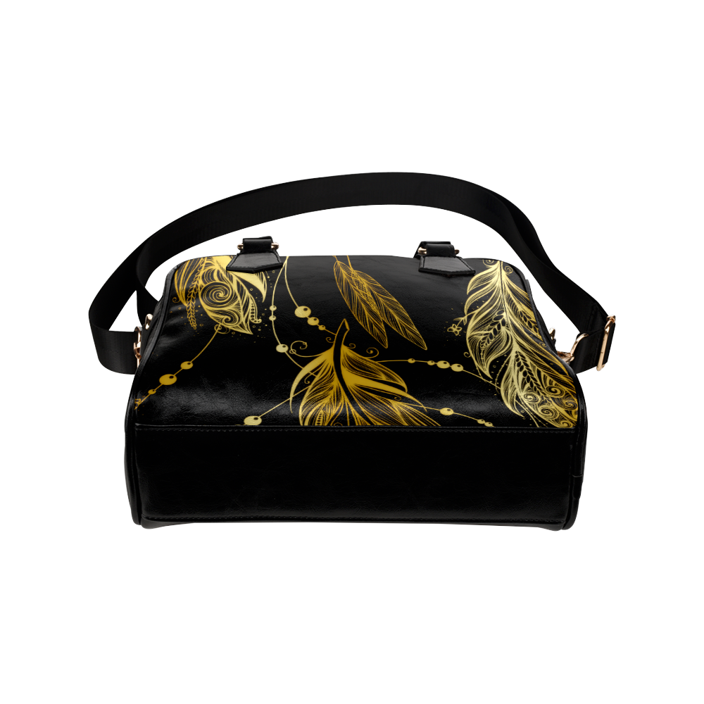 Gold Feathers Shoulder Handbag (Model 1634)