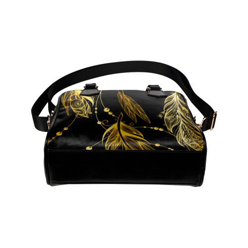 Gold Feathers Shoulder Handbag (Model 1634)