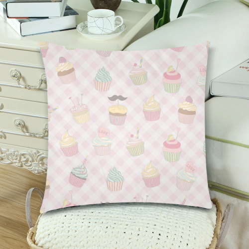 Cupcakes Custom Zippered Pillow Cases 18"x 18" (Twin Sides) (Set of 2)