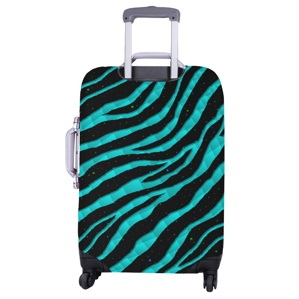 Ripped SpaceTime Stripes - Cyan Luggage Cover/Large 26"-28"